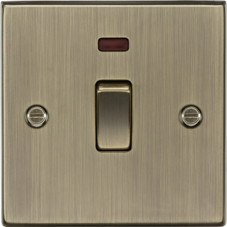 20A 1G DP Switch with Neon - Antique Brass