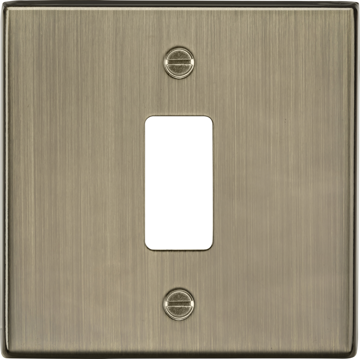 1G Square Edge Grid Faceplate - Antique Brass