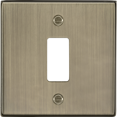 1G Square Edge Grid Faceplate - Antique Brass