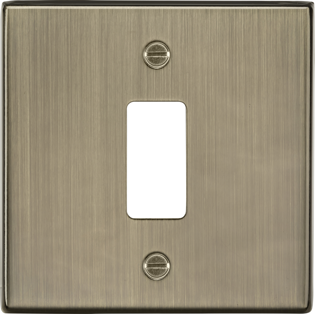 1G Square Edge Grid Faceplate - Antique Brass