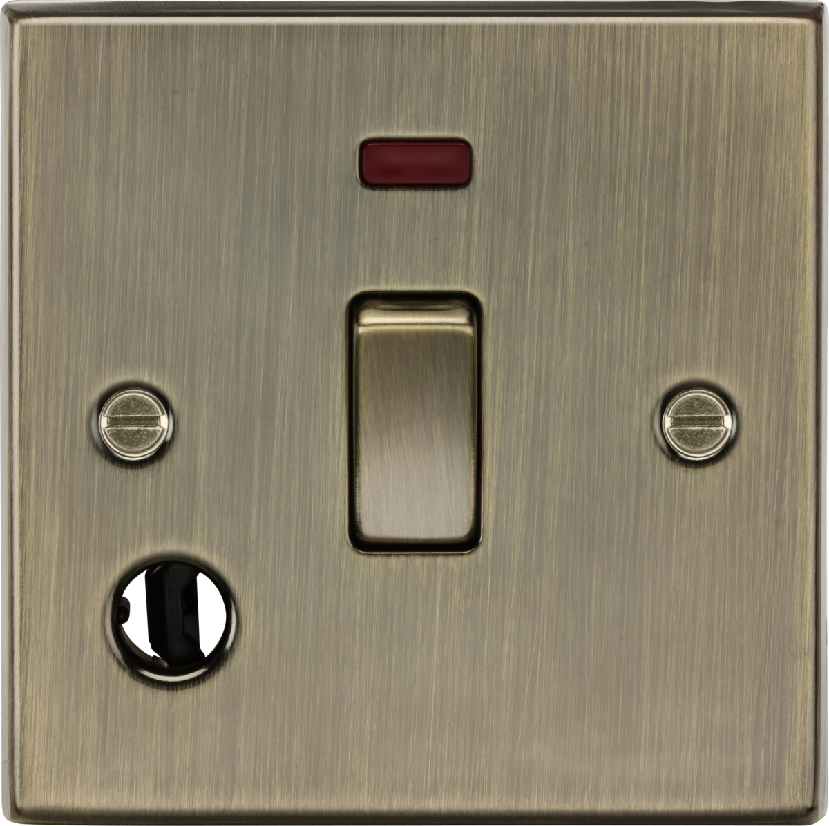 20A 1G DP Switch with Neon & Flex Outlet - Antique Brass