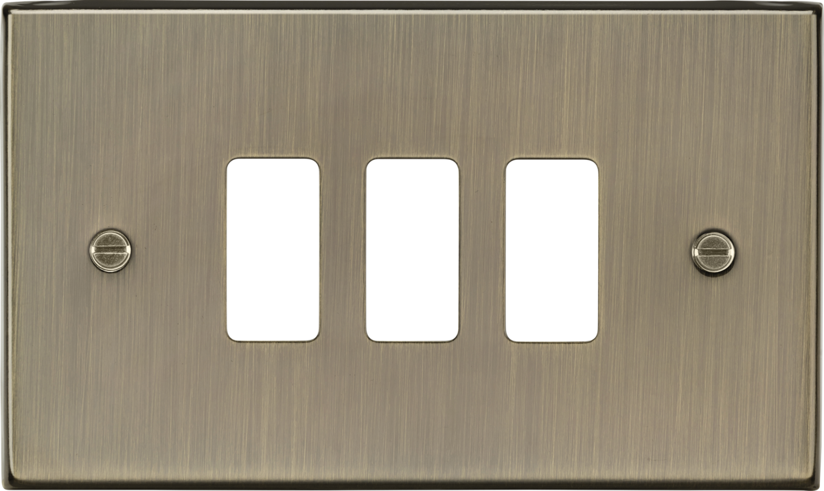 3G Grid Faceplate - Antique Brass by Knightsbridge