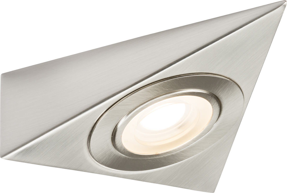 230V 2W LED Triangular Under Cabinet Light with Adjustable CCT - Brushed Chrome