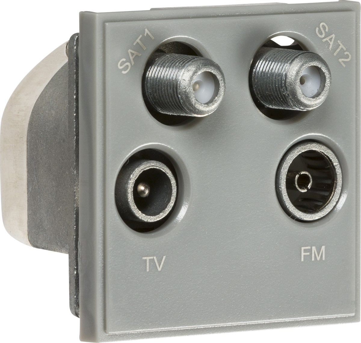 Quadplexed SAT1/SAT2/TV/FM DAB Outlet Module - Grey
