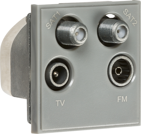 Quadplexed SAT1/SAT2/TV/FM DAB Outlet Module - Grey
