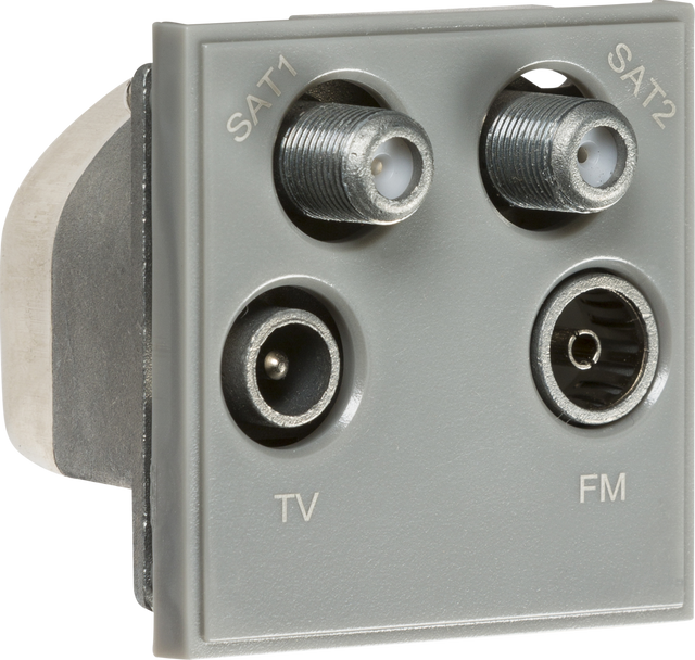 Quadplexed SAT1/SAT2/TV/FM DAB Outlet Module - Grey