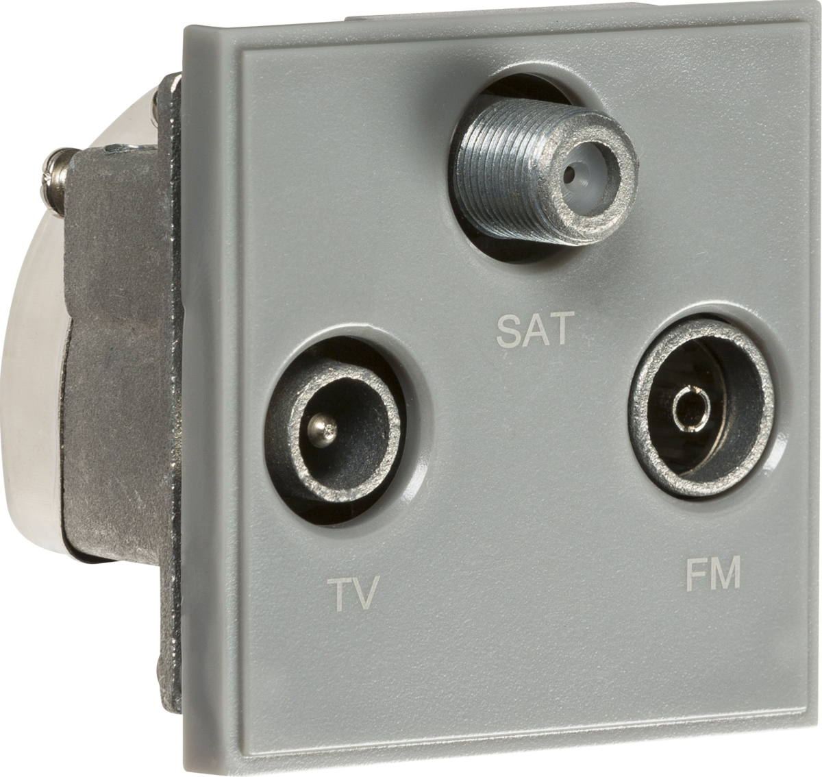 Triplexed TV /FM DAB/SAT TV Outlet Module 50x50mm Grey
