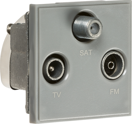 Triplexed TV /FM DAB/SAT TV Outlet Module 50x50mm Grey