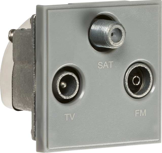 Triplexed TV /FM DAB/SAT TV Outlet Module 50x50mm Grey