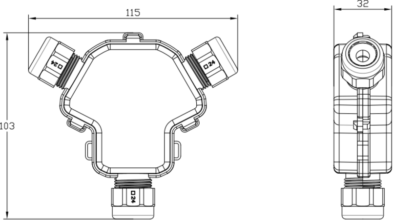 IP68 3-way Weatherproof Junction Box for outdoor use