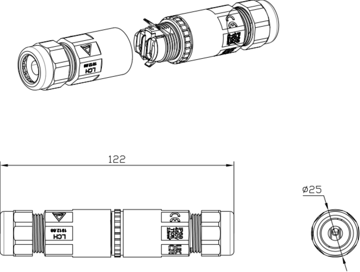 IP68 Weatherproof Inline Cable Connector