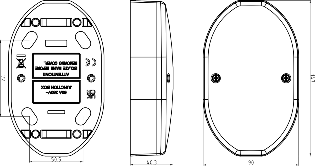 60A Junction Box 3-Terminal - Brown
