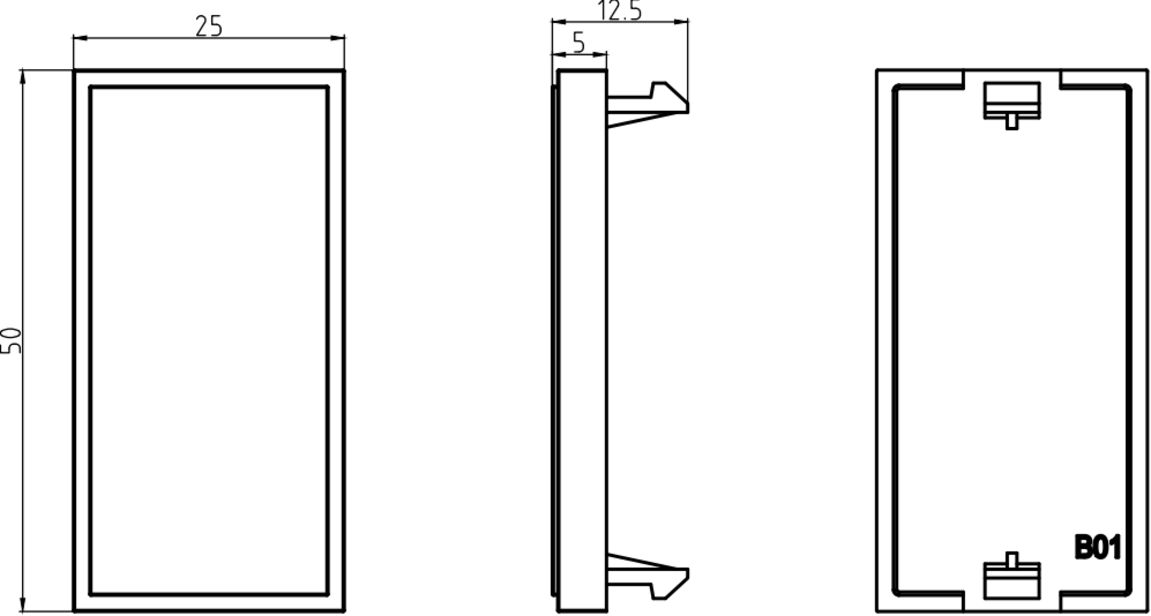 Half Blanking Modules Grey - 25 x 50mm