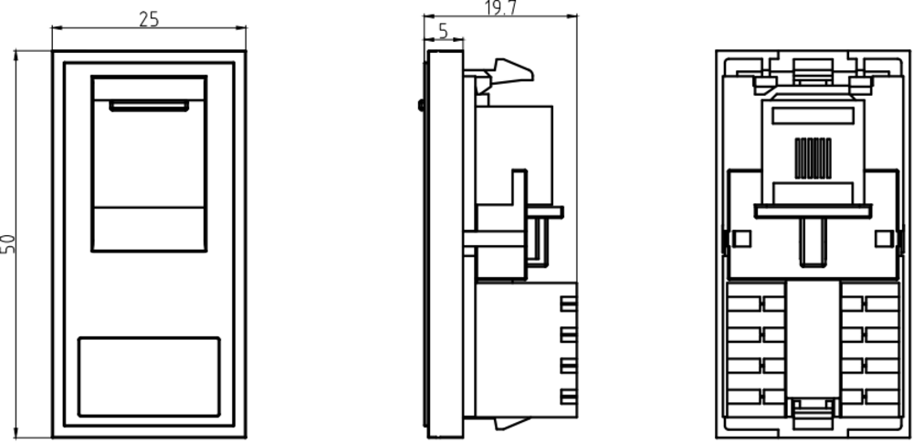 RJ11 Outlet Module 25 x 50mm - Black