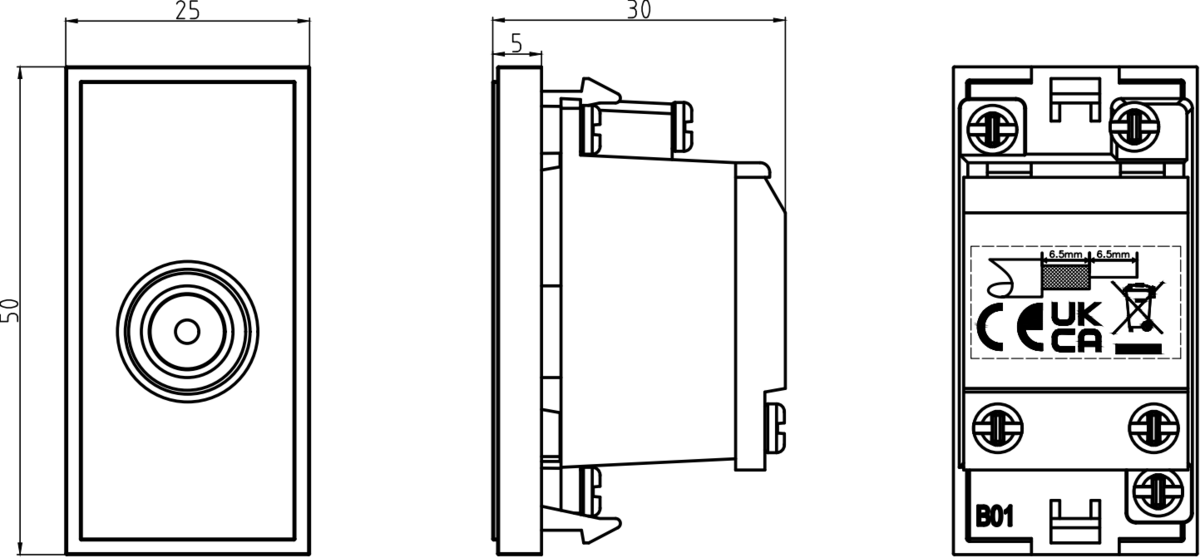 Additional View of ML Accessories Screened TV Outlet 25 x 50mm