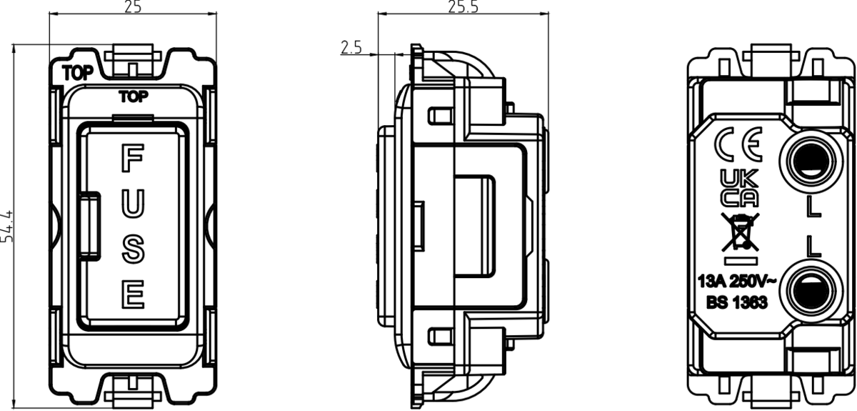 Alternative view of Knightsbridge 13A Fuse Holder Module