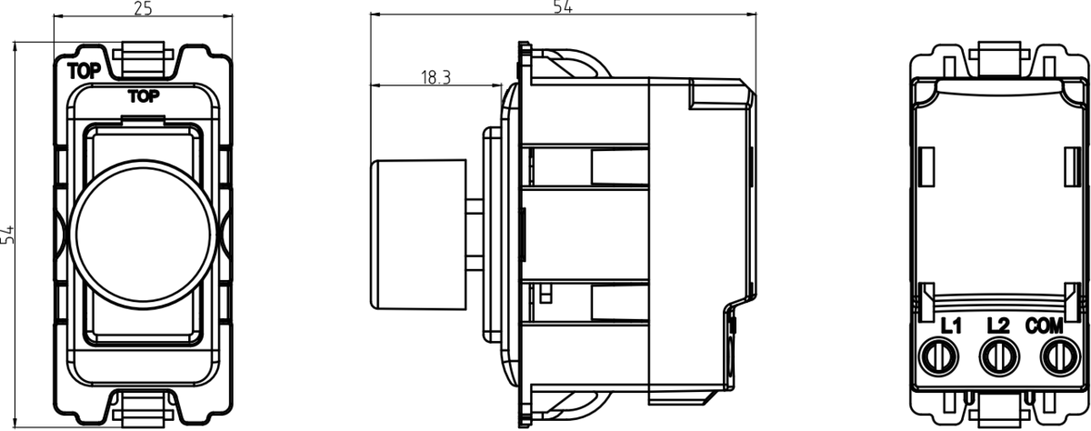 6A 2-way Dummy Dimmer Switch Module - Curved Edge