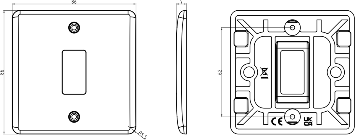 Grid Faceplate showing design features