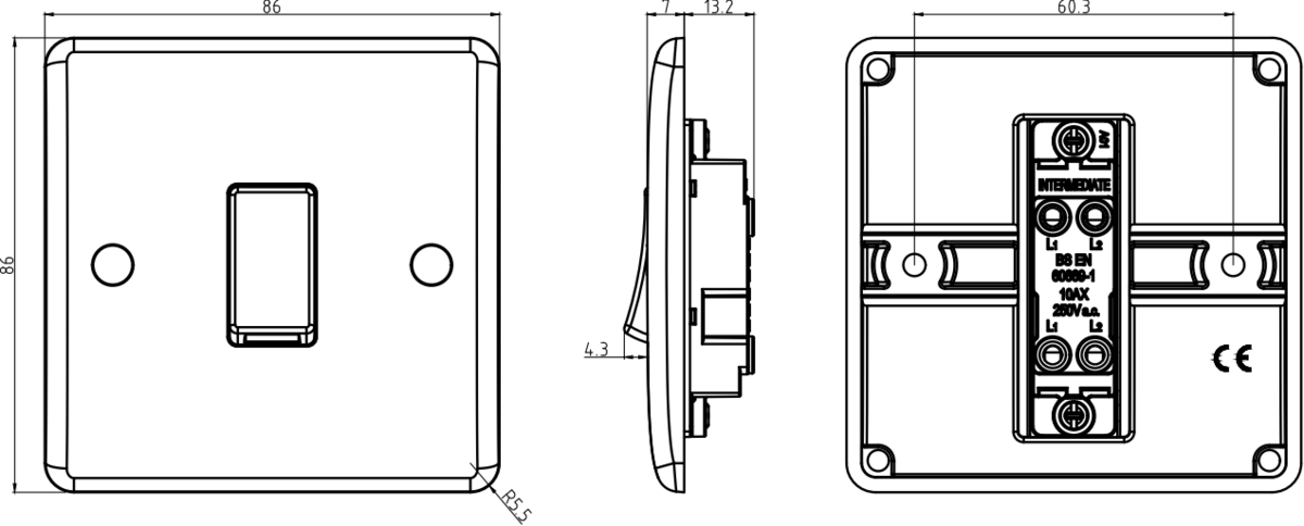 Knightsbridge Curved Edge 10AX Switch - Alternative Image