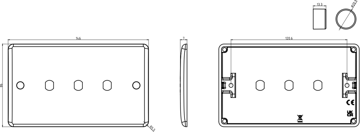 3G Dimmer Plate with Matching Caps Secondary View