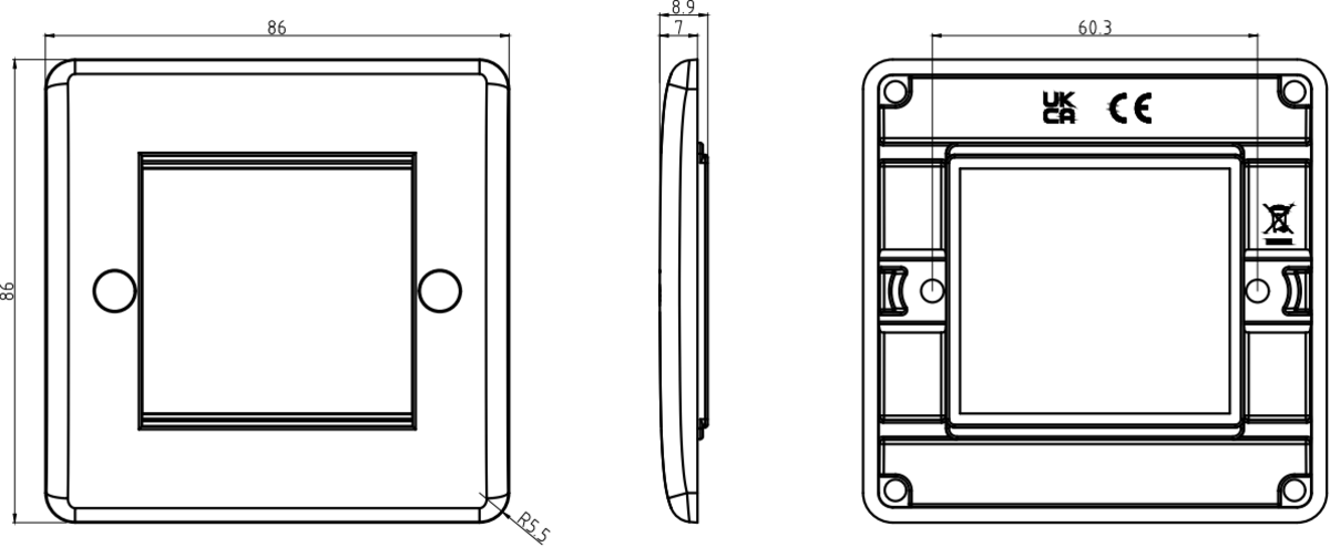 Curved Edge 2G Modular Faceplate - Close-up