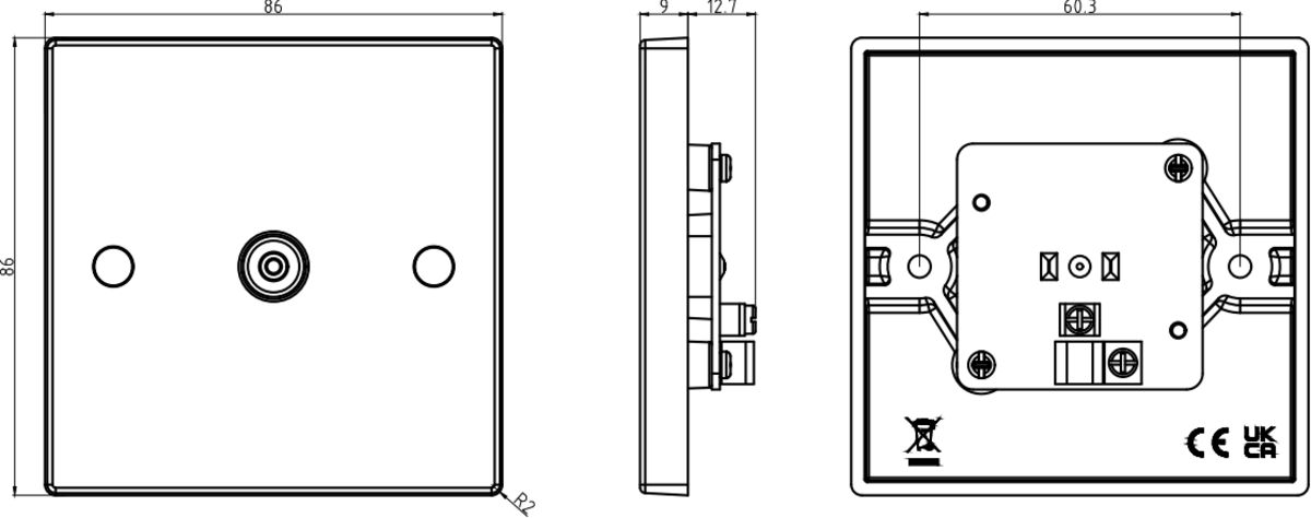 Knightsbridge Coaxial TV Outlet - Alternate View