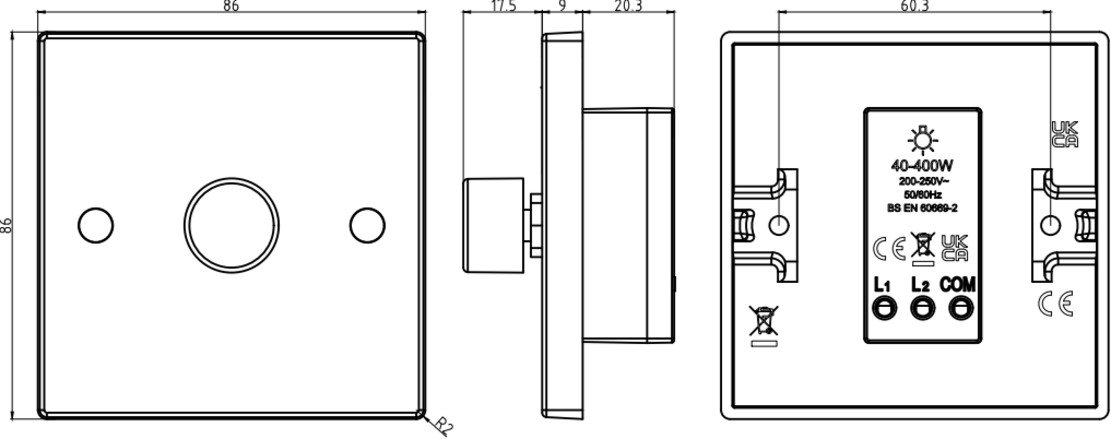 Knightsbridge 1G Dimmer Switch for LED and Halogen Lights