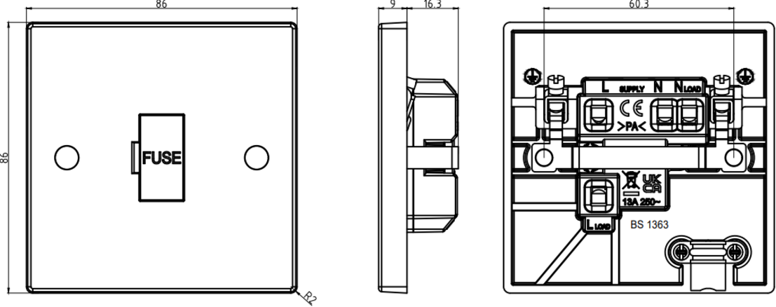 Knightsbridge 13A Fused Spur Unit with Flex Outlet