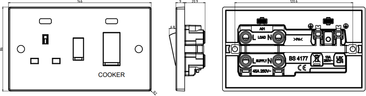 Knightsbridge 45A DP Switch - Angle View