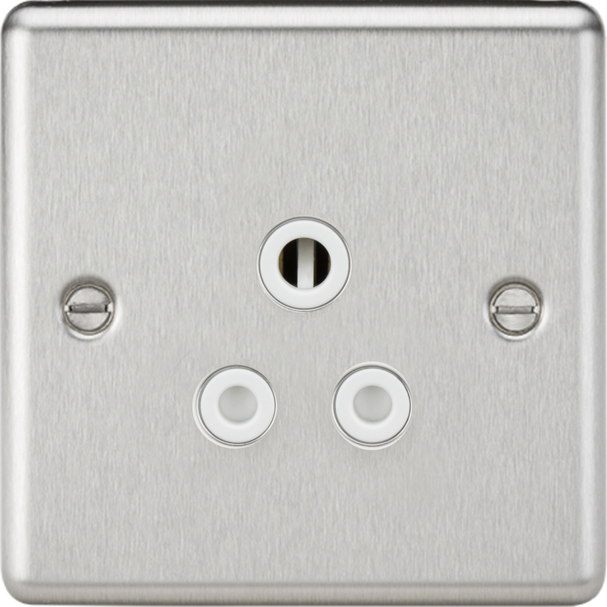 5A Unswitched Socket - Brushed Chrome Finish with White Insert