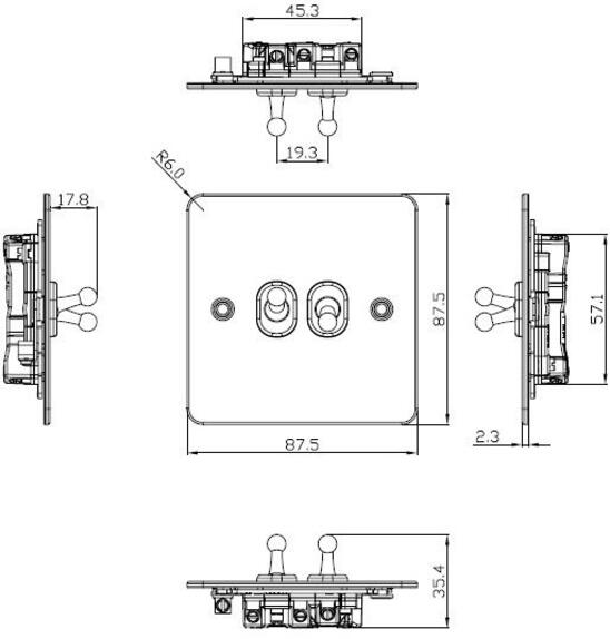 Additional view of 10AX 2G 2-way Toggle Switch - Antique Brass