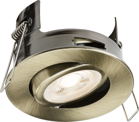 FireNova IP20 Tilt GU10 Fire-rated Open-back Downlight - Antique Brass - Main Image