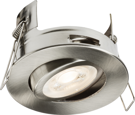 FireNova IP20 Tilt GU10 Fire-rated Open-back Downlight in Brushed Chrome