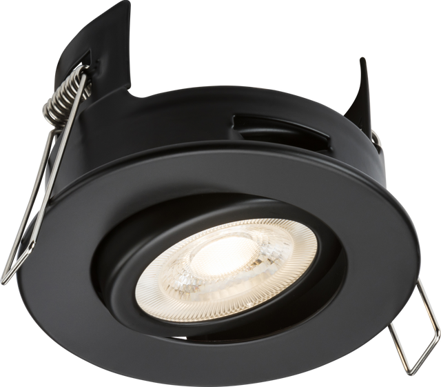 FireNova IP20 Tilt GU10 Fire-rated Open-back Downlight - Matt Black