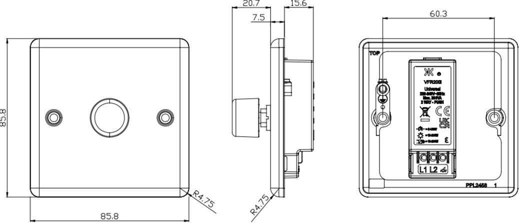 1G 2 Way Intelligent Dimmer - Matt Black Image