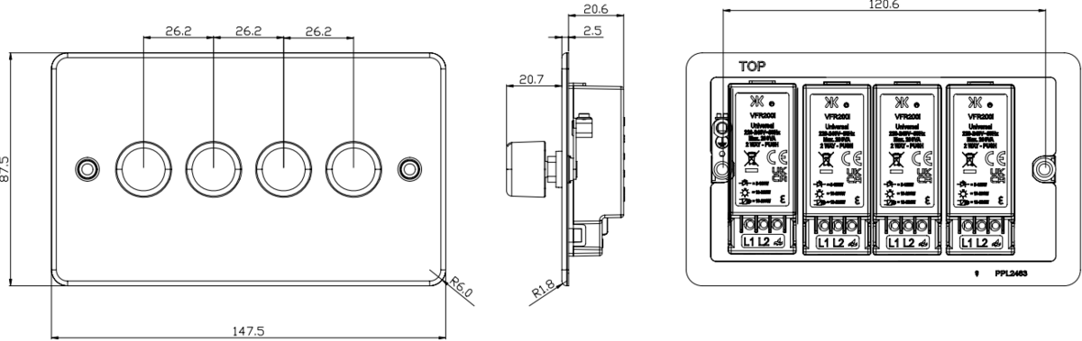 Alternative view of 4G 2-way Intelligent Dimmer - Pearl