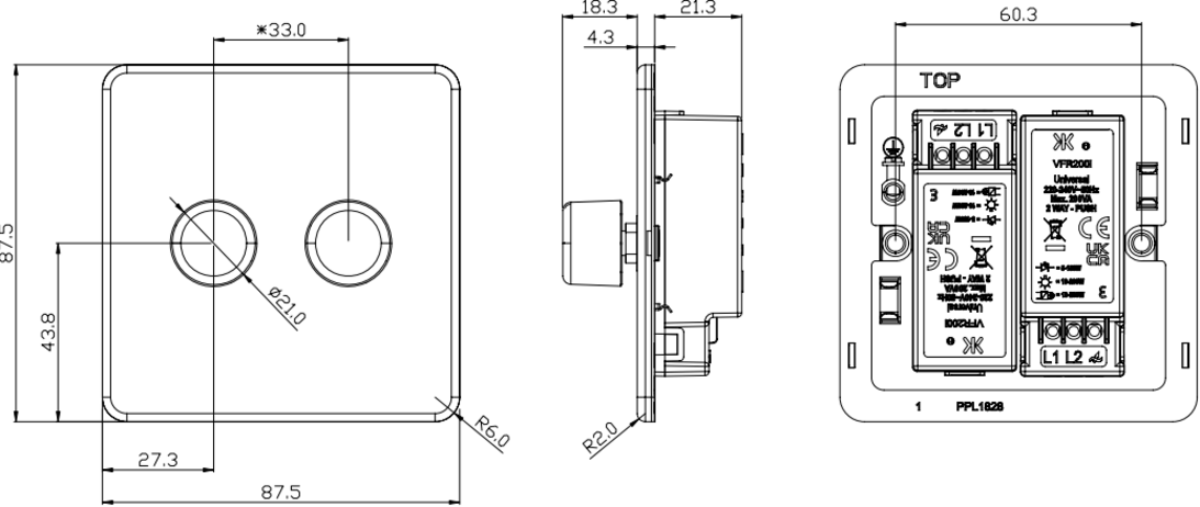 Alternate view of Polished Brass Intelligent Dimmer