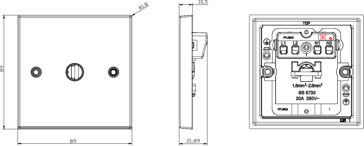 Alternative view of 20A Flex Outlet Plate - Brushed Chrome