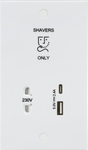 230V Shaver Socket with Dual USB A+C