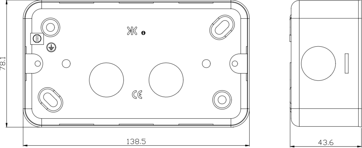 Metal Clad 2G Back Box - Side View