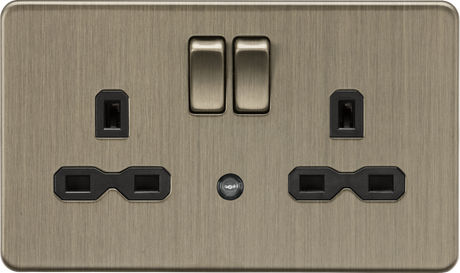 13A 2G DP Switched Socket with Night Light Function - Antique Brass
