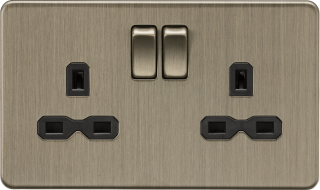 13A 2G DP Switched Socket - Antique Brass