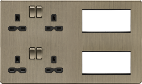 Multimedia Combination Plate - Antique Brass with sockets