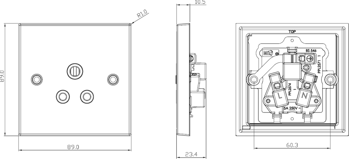 5A Unswitched Socket - Brushed Chrome Finish