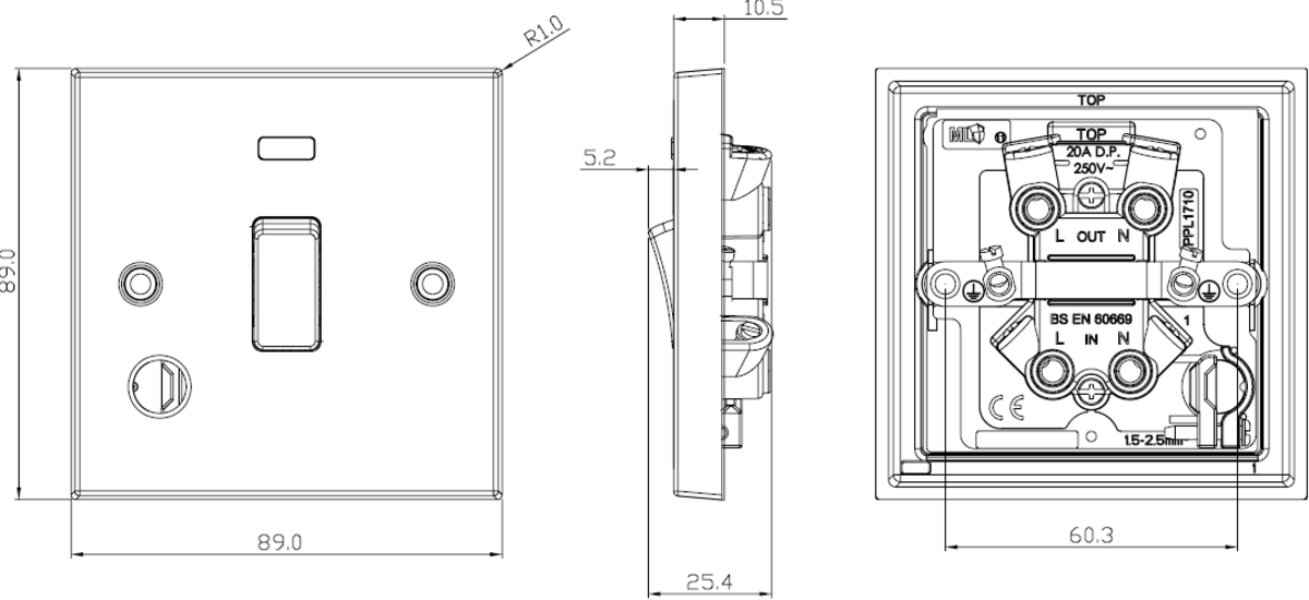 20A DP Switch with Neon Indicator