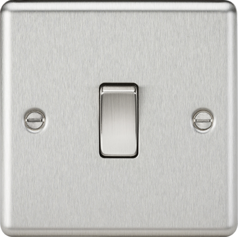 10AX 1G DP Switch - Brushed Chrome, Double Pole Switch