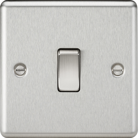 10AX 1G DP Switch - Brushed Chrome, Double Pole Switch