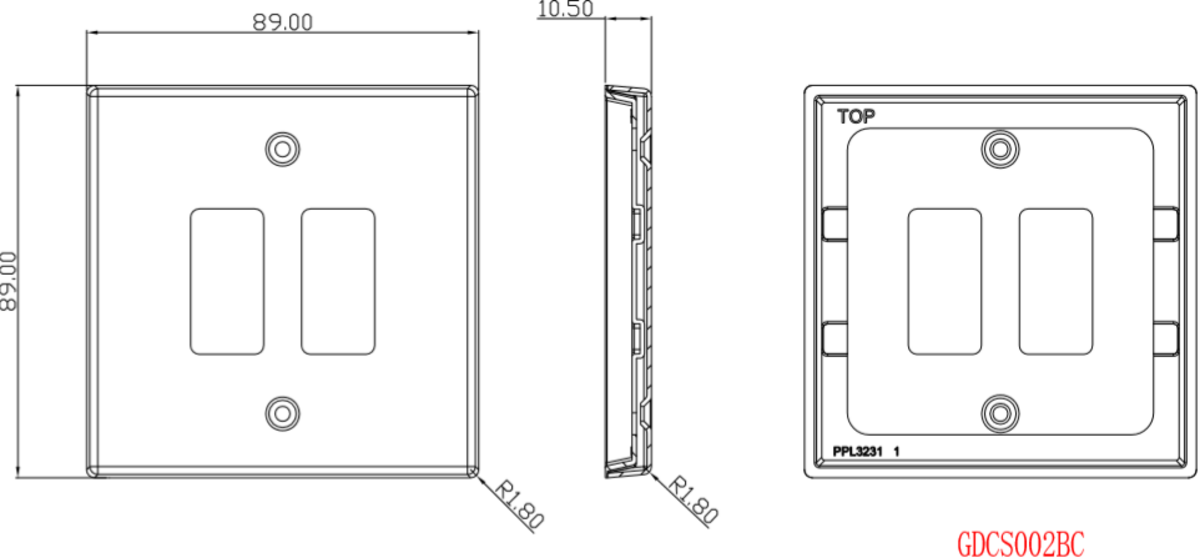 Alternative view of Knightsbridge Brushed Chrome 2G Grid Faceplate