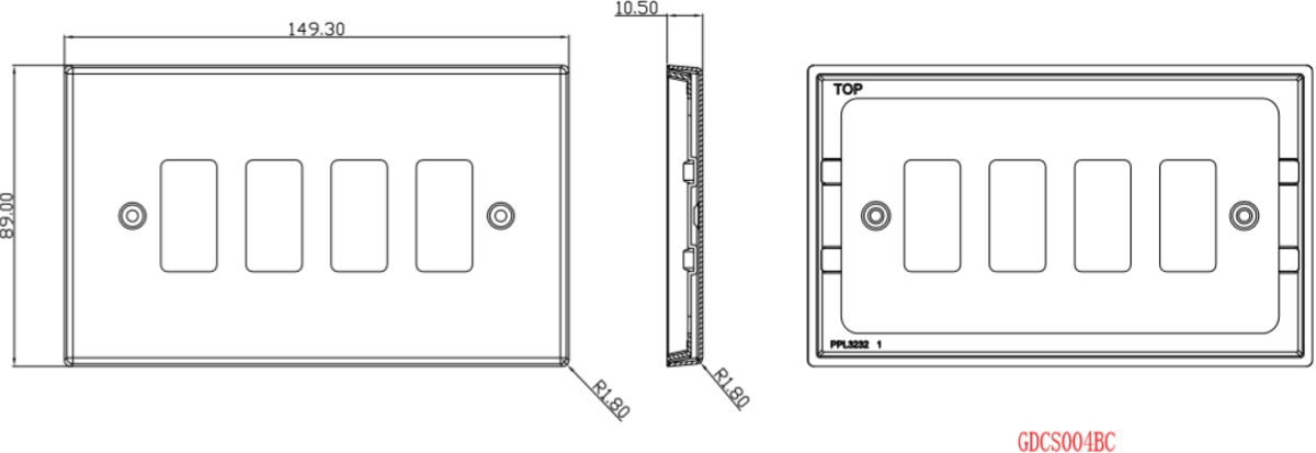 Brushed Chrome 4G Grid Faceplate Side View