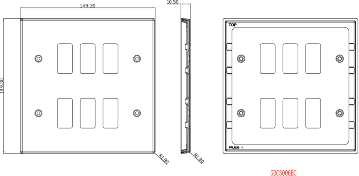 GDCS6BC 6G Grid Faceplate side view